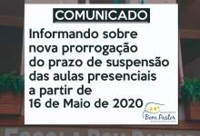 NOVA PRORROGAÇÃO DO PRAZO DE SUSPENSÃO DAS AULAS PRESENCIAIS