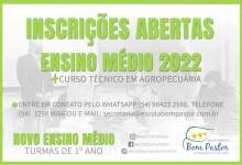 estão abertas as inscrições para o Ensino Médio 2022